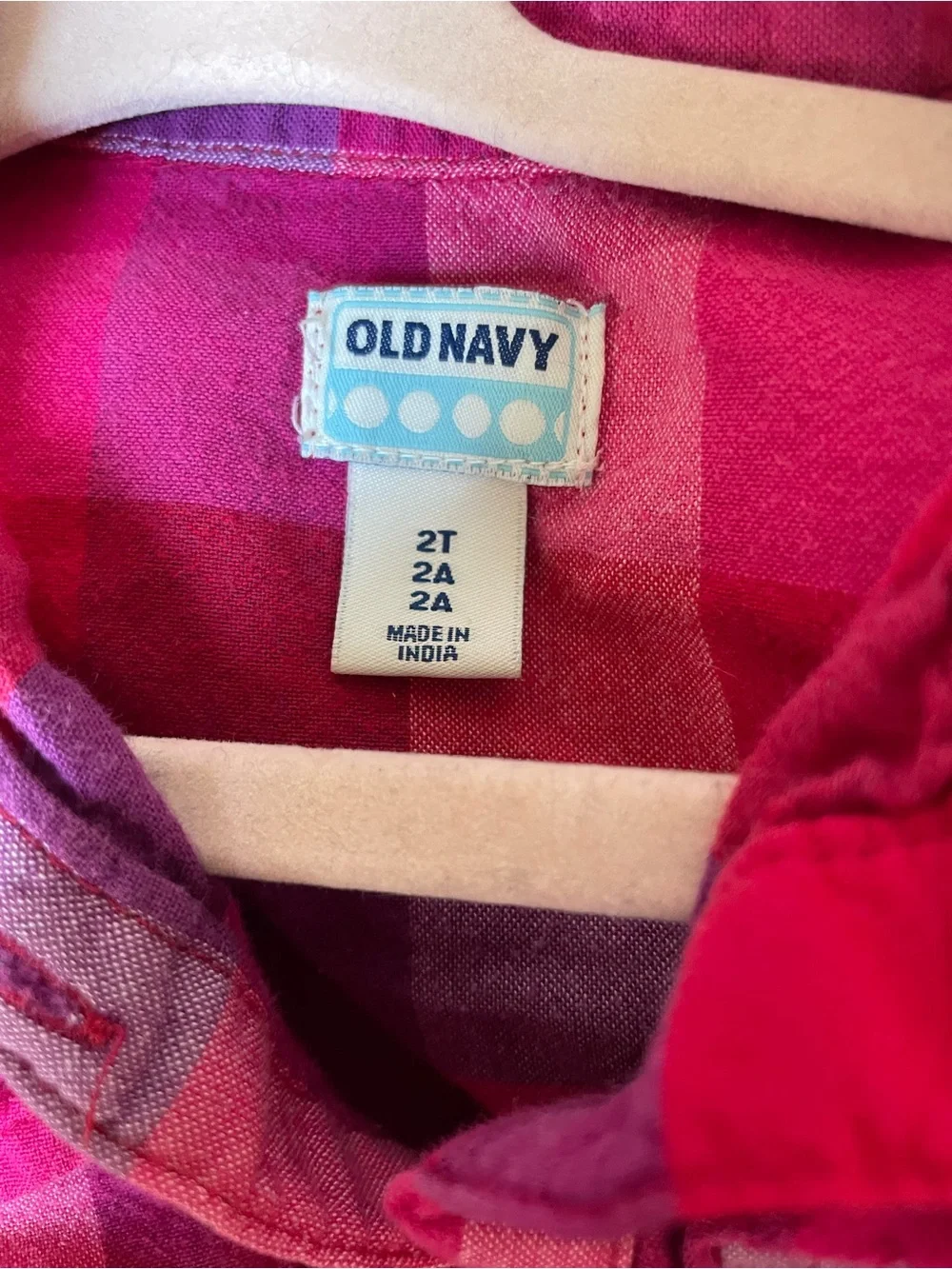 Old Navy Pink & Magenta Plaid Button-Front Dress EUC 2T Girls Y2K 2010’s Era